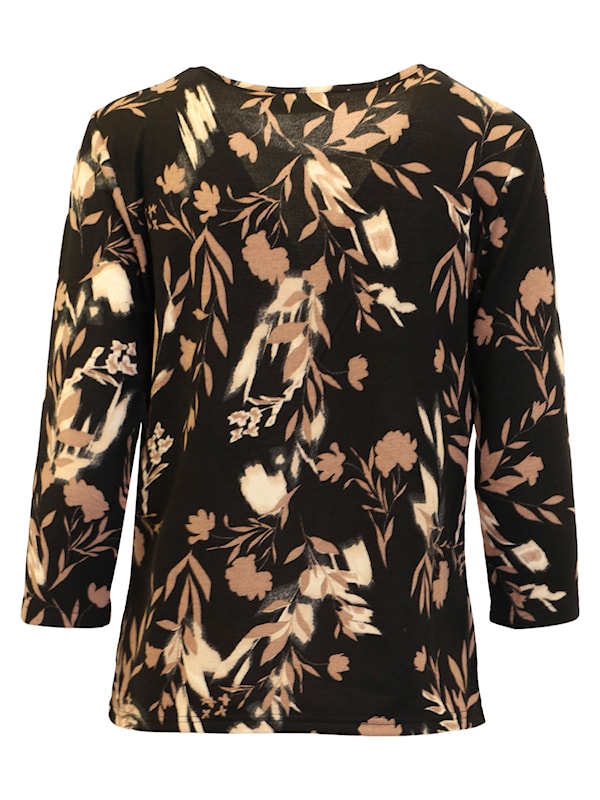 360-40025 WARM FEEL O-NECK 3/4 SLVE TOP WINE