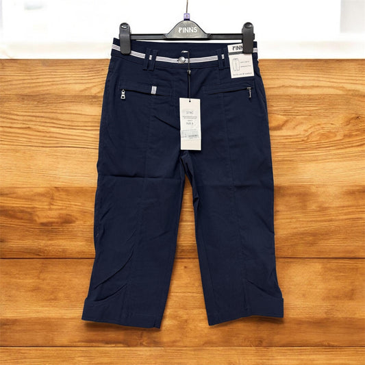 379C Dressy Waist Band Detail 3/4 Trouse Navy