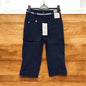 379C Dressy Waist Band Detail 3/4 Trouse Navy