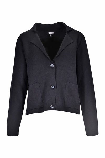 383330 Jacket Style 3 Button Collar Card Black