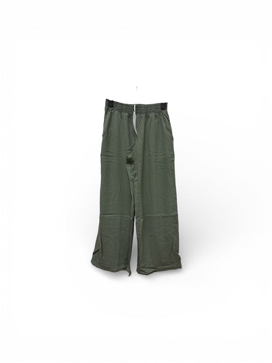 38910 Wide Leg Cotton Pull Up 7/8 Trouse Khaki