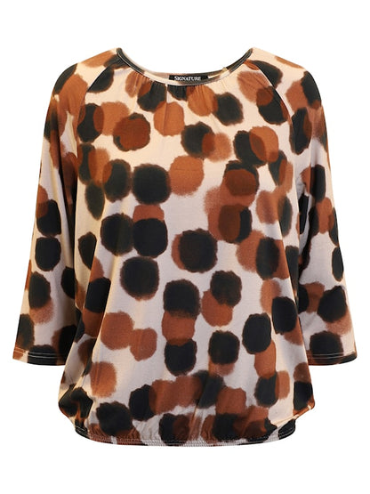 360-40096 O NECK 3/4 SLEEVE TEE BURNT ORANGE/BROWN