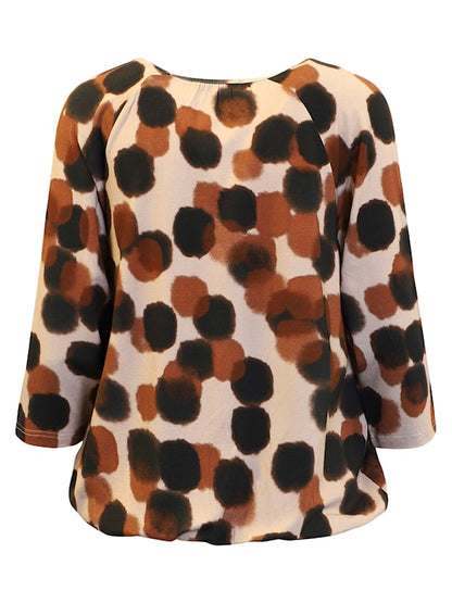 360-40096 O NECK 3/4 SLEEVE TEE BURNT ORANGE/BROWN