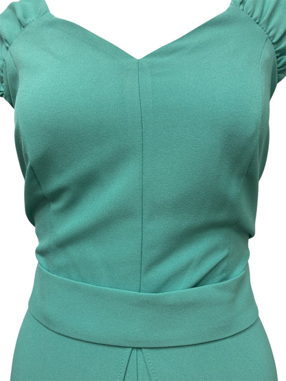 4015.4 S/L V-Neck "Skirt" Belted Jumpsui Mint