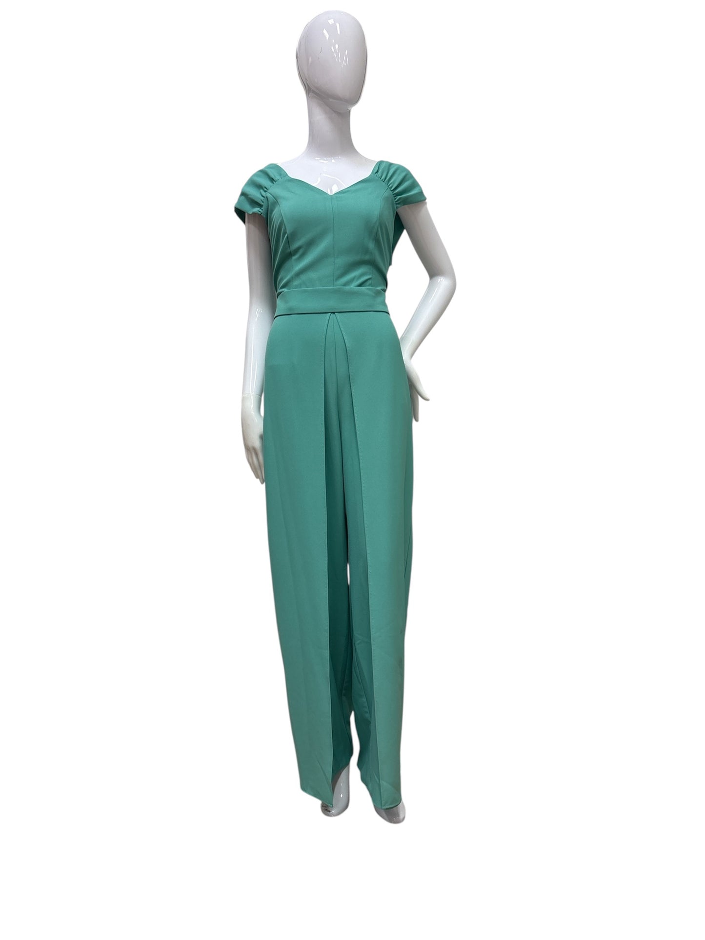 4015.4 S/L V-Neck "Skirt" Belted Jumpsui Mint