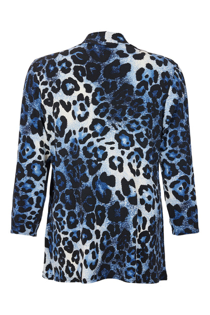 4016-3780 2Piece Printed Top 3/4 Sleeve Blue/Black