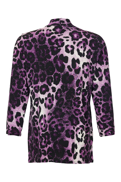 4016-3780 2Piece Printed Top 3/4 Sleeve Purple/Black