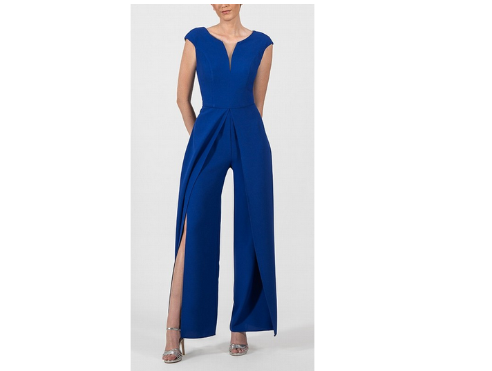 4019.4 V-Neck Mesh Wide Leg S/L Jumpsuit Black