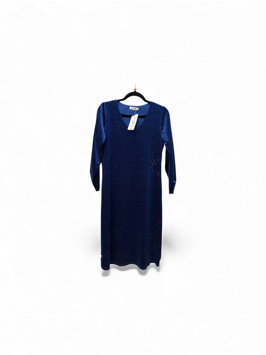 4026 Glitz V-Neck 3/4 Slve Pocket Dress Royal Blue
