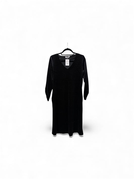 4026 Glitz V-Neck 3/4 Slve Pocket Dress Black