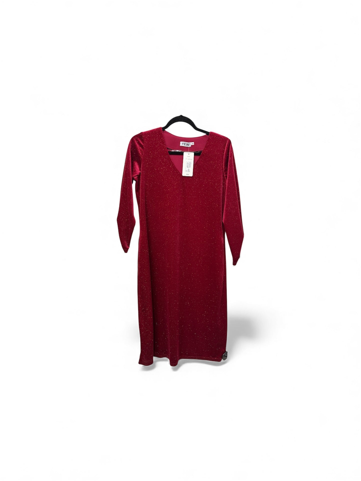 4026 Glitz V-Neck 3/4 Slve Pocket Dress Red