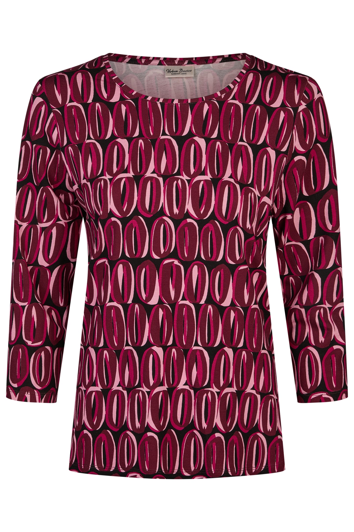 40620052 O Neck Top O Print Grape/Black