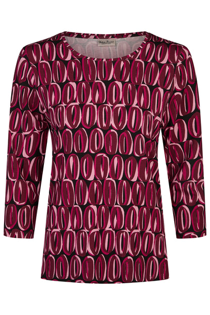 40620052 O Neck Top O Print Grape/Black