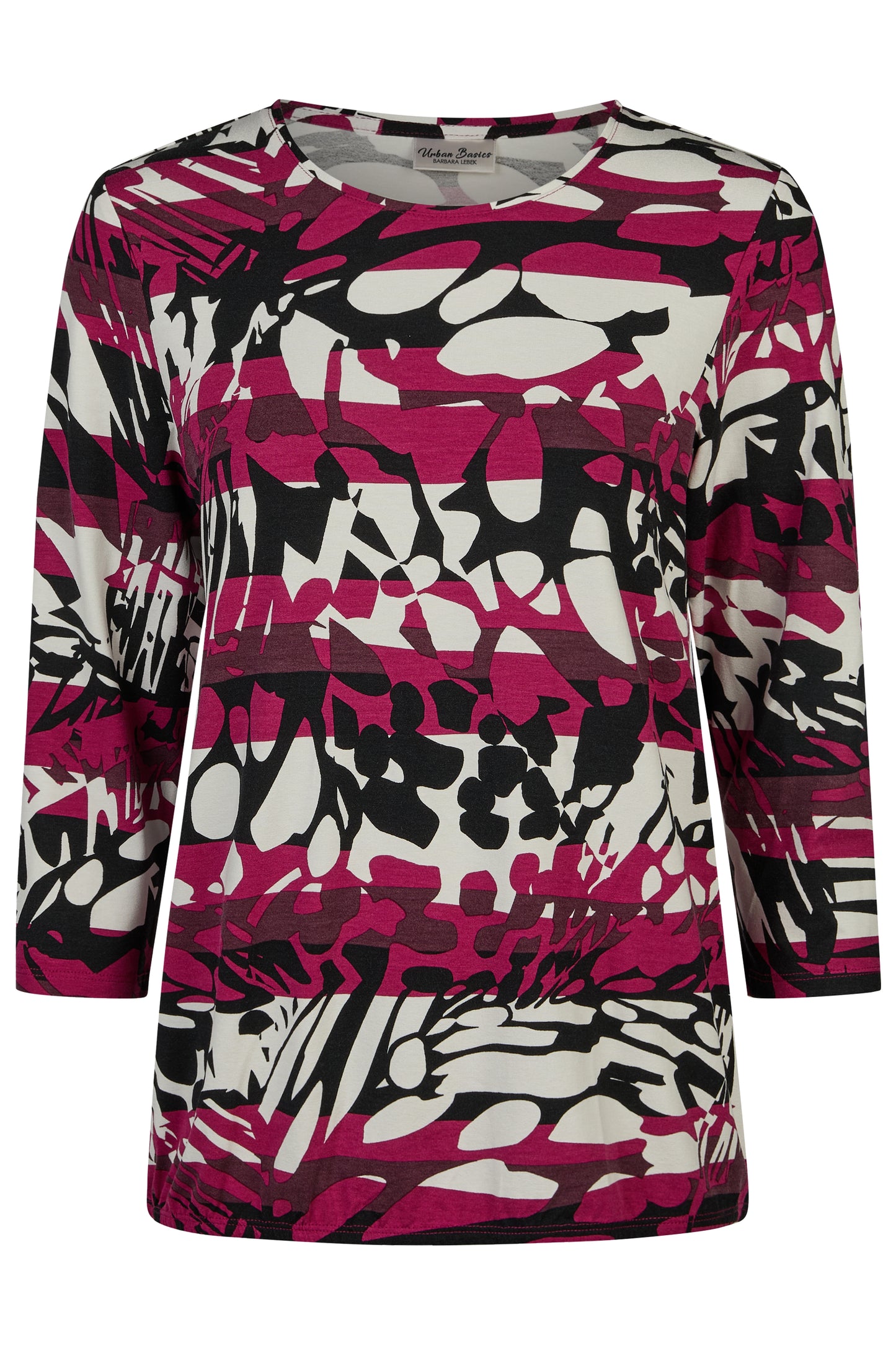 40650052 O Neck L/Sl Elastic Hem Grape/Black