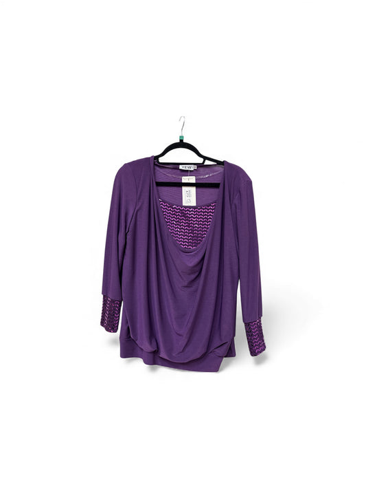 4078 Sequence V And Cuff Detail L/Sl Top Purple