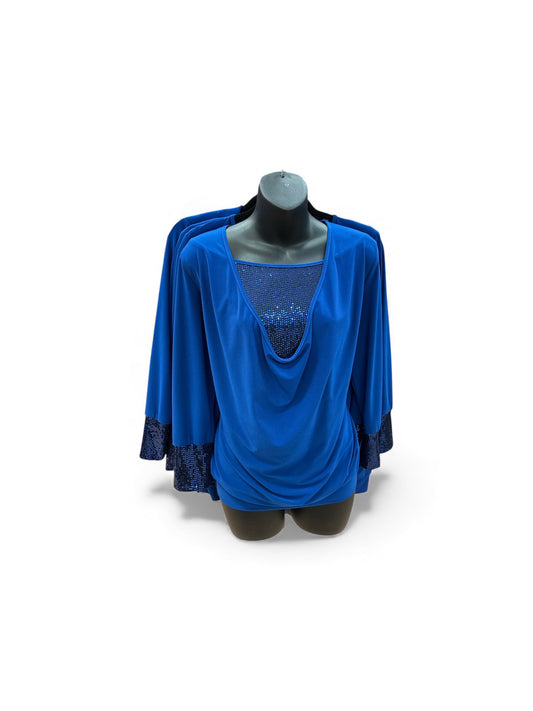 4078 Sequence V And Cuff Detail L/Sl Top Royal Blue