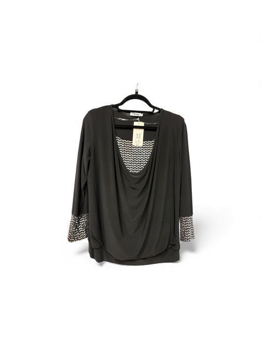 4078 Sequence V And Cuff Detail L/Sl Top Black