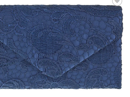 41074 Lace Front Envelope Clutch Bag Navy