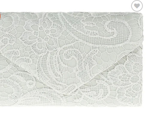 41074 Lace Front Envelope Clutch Bag Silver