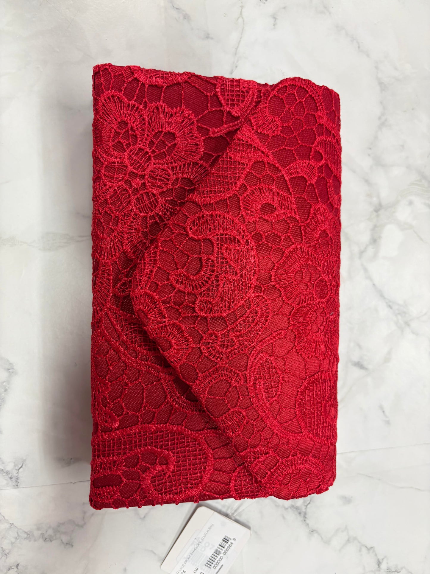 41074 Lace Front Envelope Clutch Bag Red
