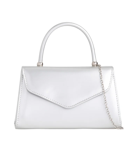 41088 Patent Handled Envelope Clutch Bag Silver