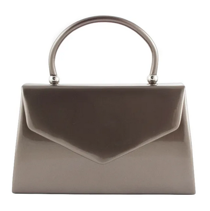 41088 Patent Handled Envelope Clutch Bag Pewter