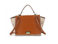 410 Large Flap Croc Effect Logo Bag Tan