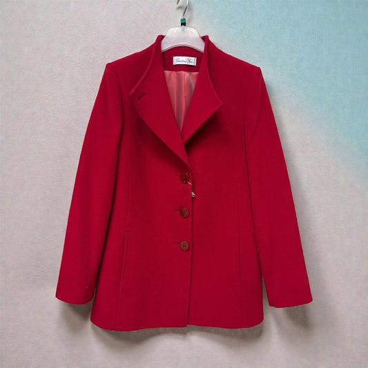 412-4490 High Fold Back Collar Hip Coat Red