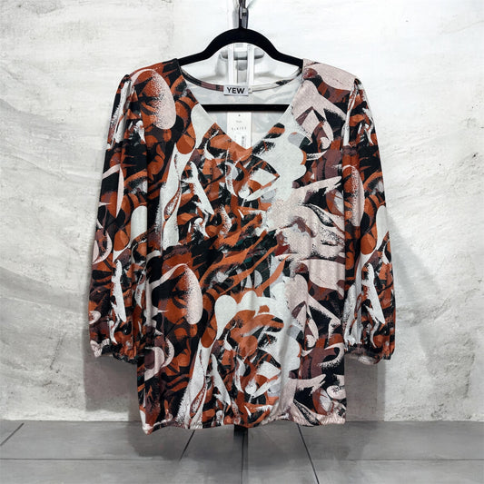 4153 V Necl Warm Feel L/Sl Top Black/Rust