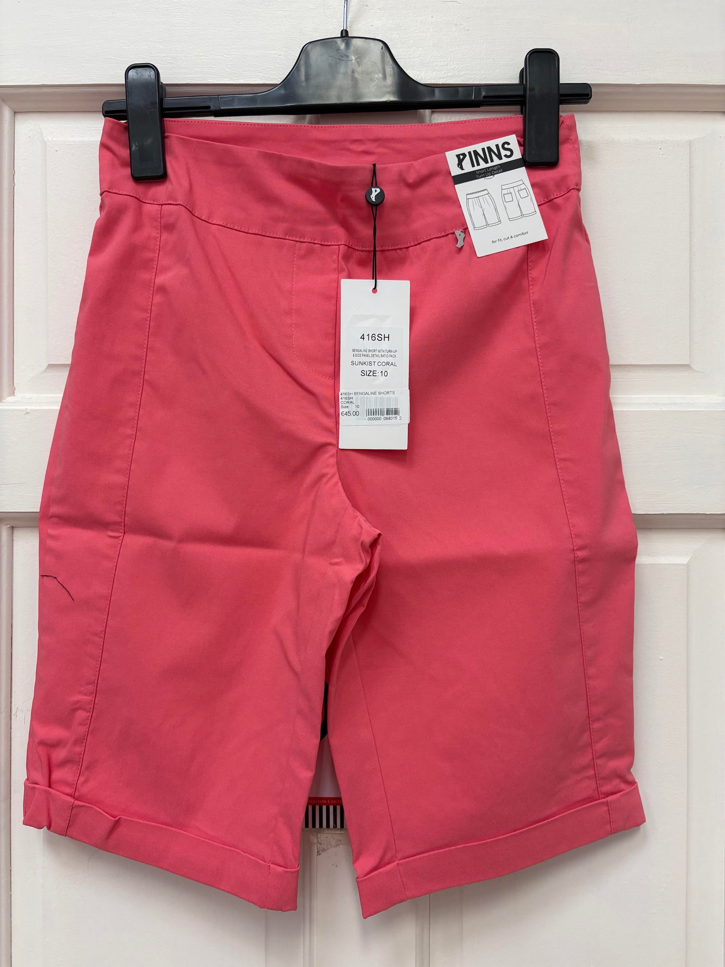 416Sh BENGALINE TURN UP SHORTS POCKETS Coral