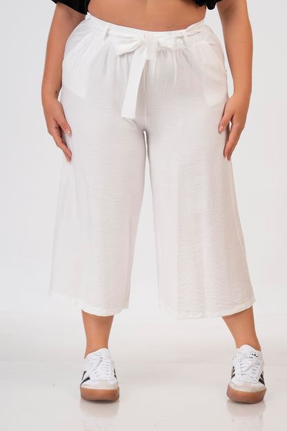 41791 Linen Look 7/8 Lgt Wide Leg Trouse Black