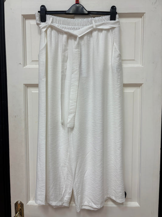 41791 Linen Look 7/8 Lgt Wide Leg Trouse Cream