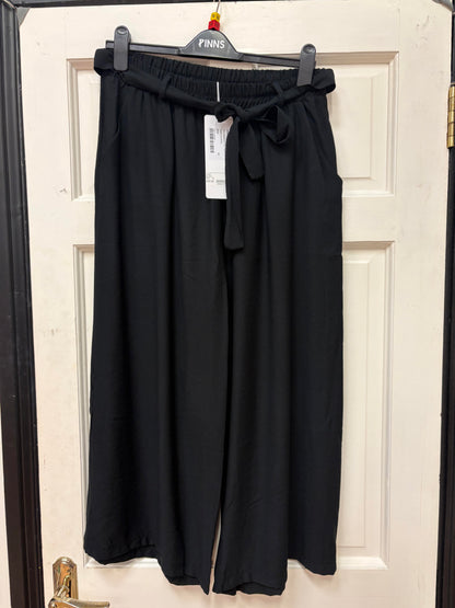 41791 Linen Look 7/8 Lgt Wide Leg Trouse Black