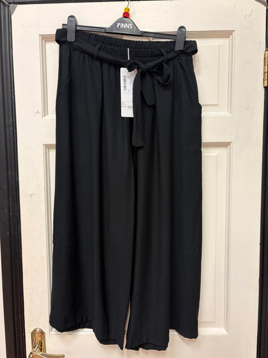 41791 Linen Look 7/8 Lgt Wide Leg Trouse Black