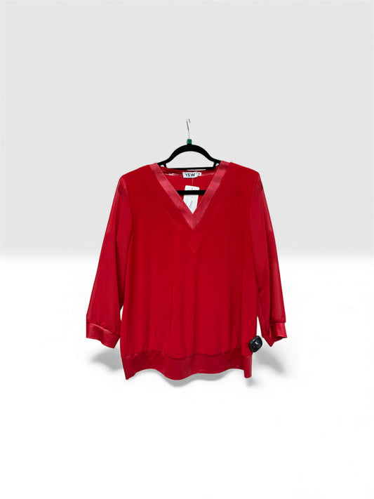 4278 Leather Look V And Cuff Red