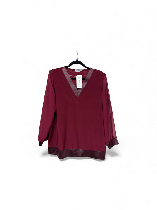 4278 Leather Look V And Cuff Wine Red