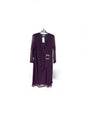 4299 Mesh Printed Buckle 3/4 Slve Dress Plum