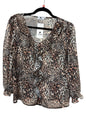 4380 Chiffon Ruffle Neck Animal Print To Brown