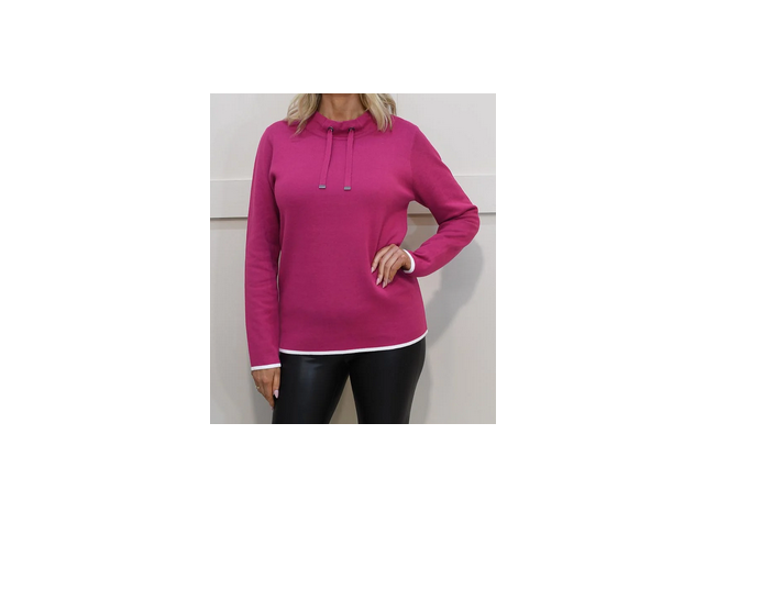 45850052 High Neck Pull String Jumper Pink/White