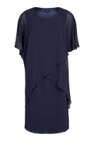 48011 S/S Bling Chiffon Layerd Dress Navy