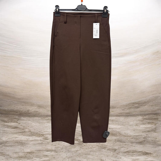 4897463 Pin Tuck Bottom Elastic Trousers Brown
