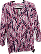 5001B V Slit Neck Top Elastic Hem Pink/Navy