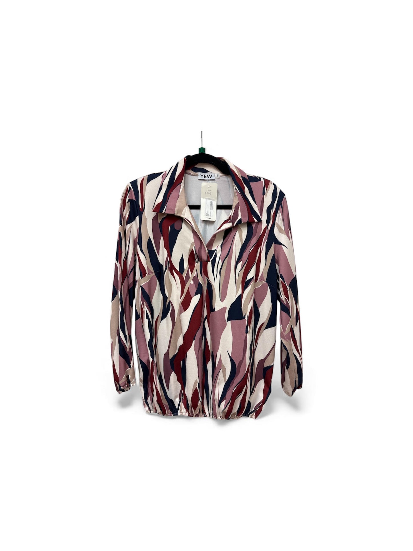 5002B Collar Elastic Bottom 3/4 Slve Pri Pink/Navy