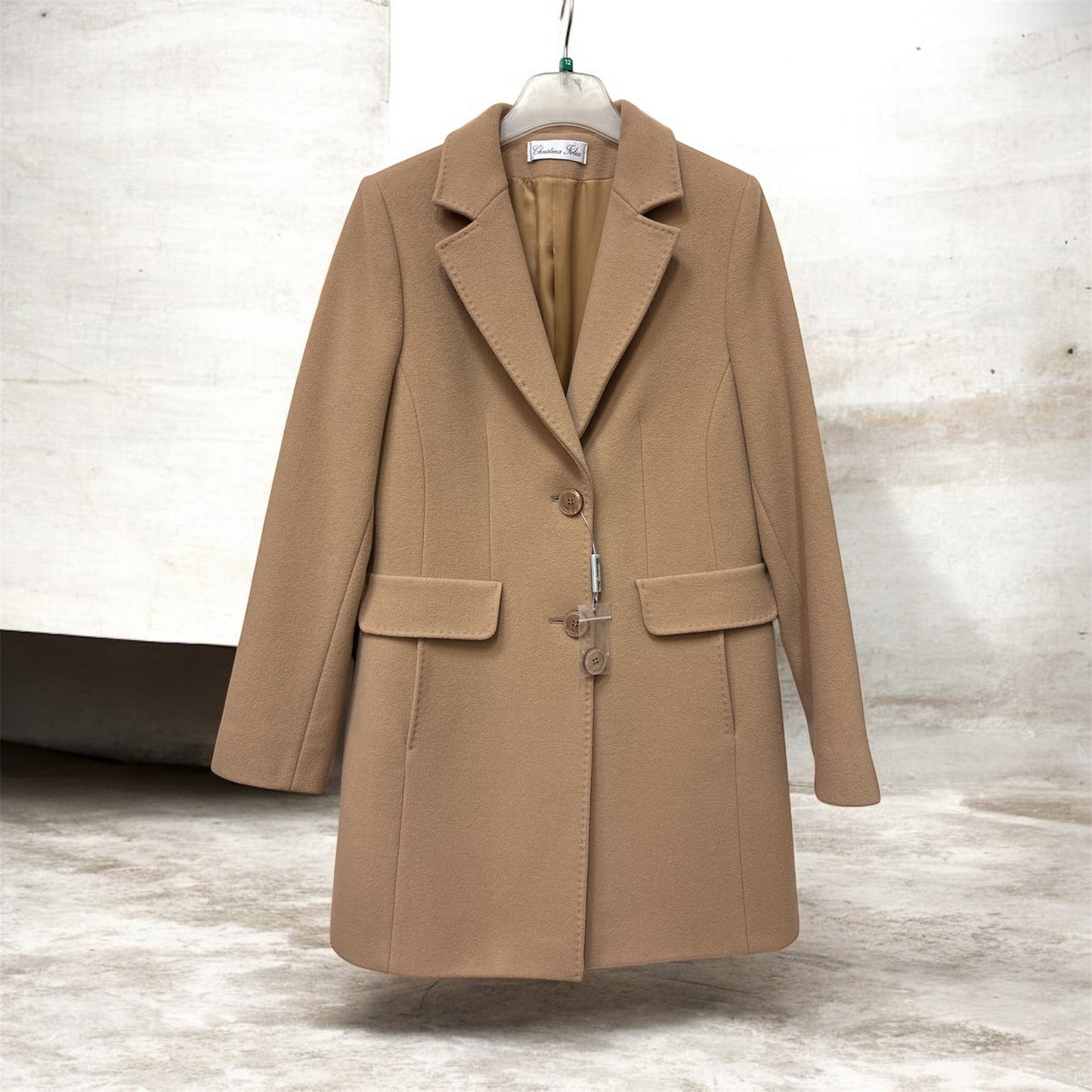 503-4058 Hip Length Stitich Detail Wool Camel