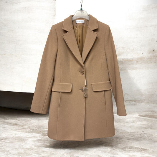 503-4058 Hip Length Stitich Detail Wool Camel