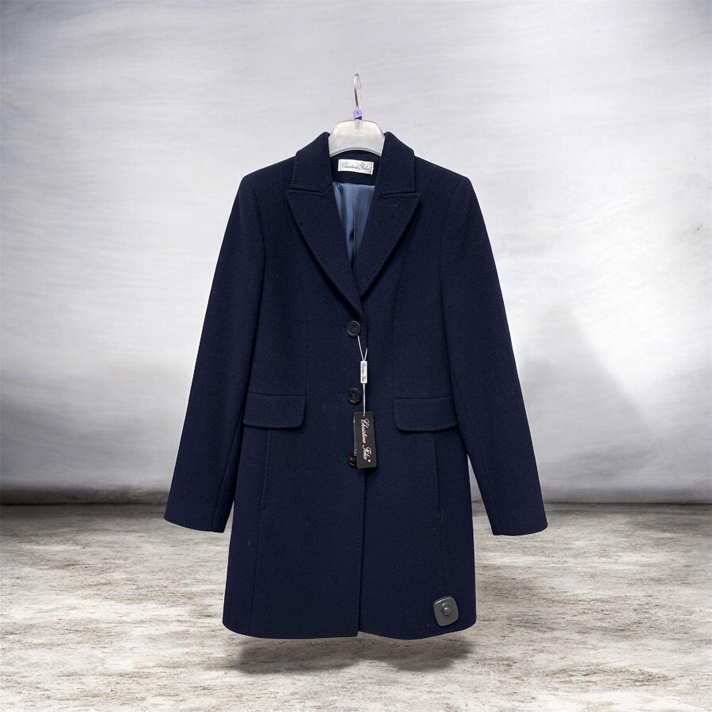 503-4058 Hip Length Stitich Detail Wool Navy