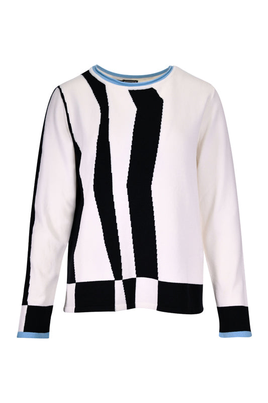 509904 O-Neck Design Jumper Black/Blue