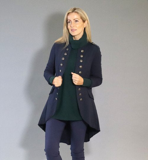 518655 Military Style Long W/Fall Jacket Navy