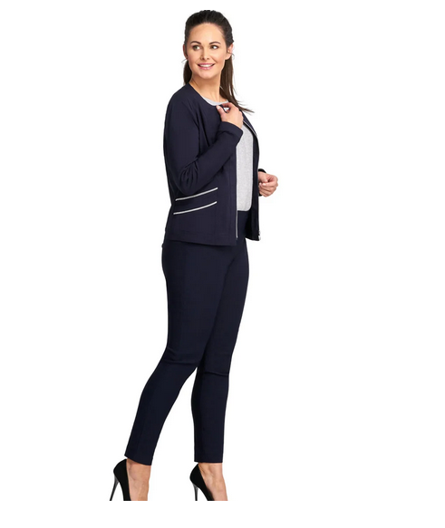 525Jk Bengaline Zip Up Biker Style Jacke Navy