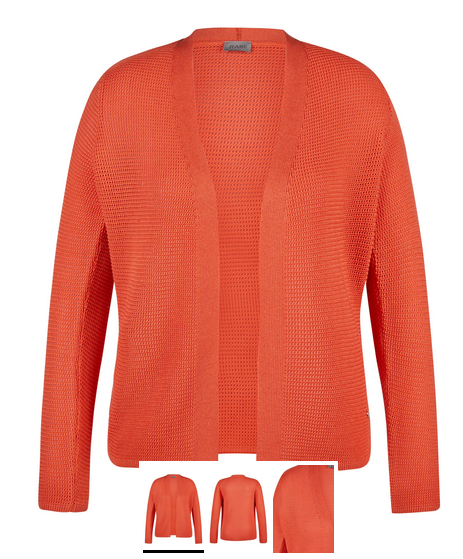 54-124522 Fine Knit 3/4 Slve Bolero Card Coral